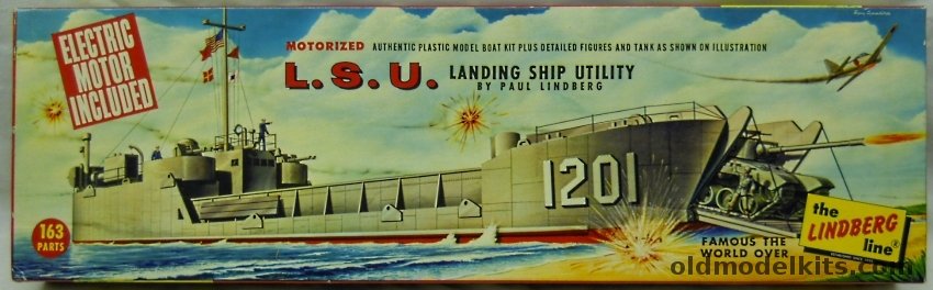 Lindberg 1/100 LSU Landing Ship Utility with Tank Motorized, 709M-249 plastic model kit